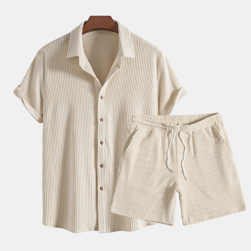 Mens Two-Piece Casual Shirt and Shorts Set - BritishMode