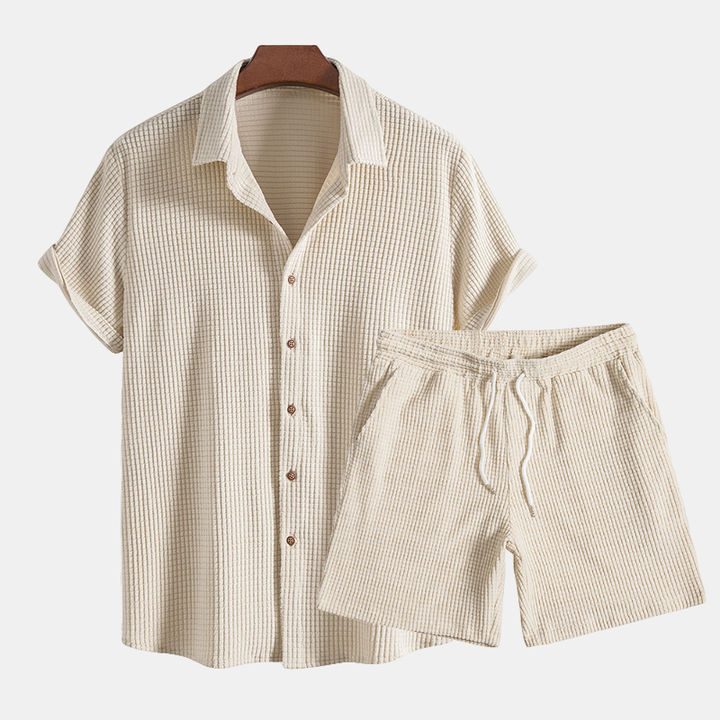 Mens Two-Piece Casual Shirt and Shorts Set - BritishMode