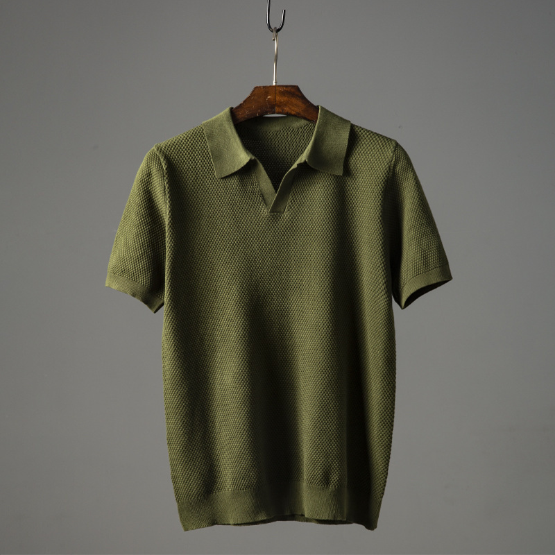 Mens Polo Shirt Textured Breathable Classic Short Sleeve - BritishMode