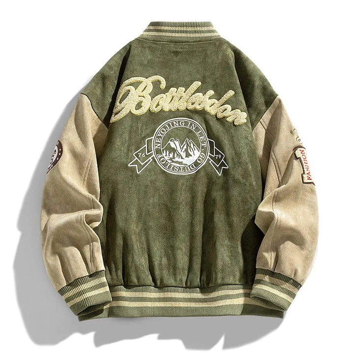 Mens Bomber Jacket Button-Up Varsity Style