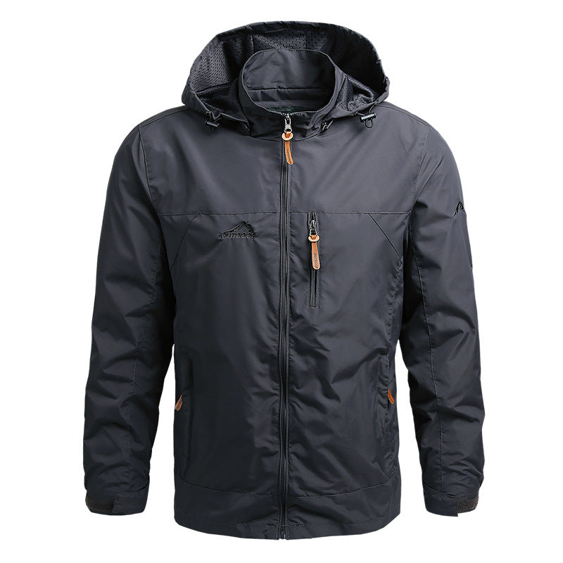 Mens Hooded Jacket Full Zip Multi Pocket Design