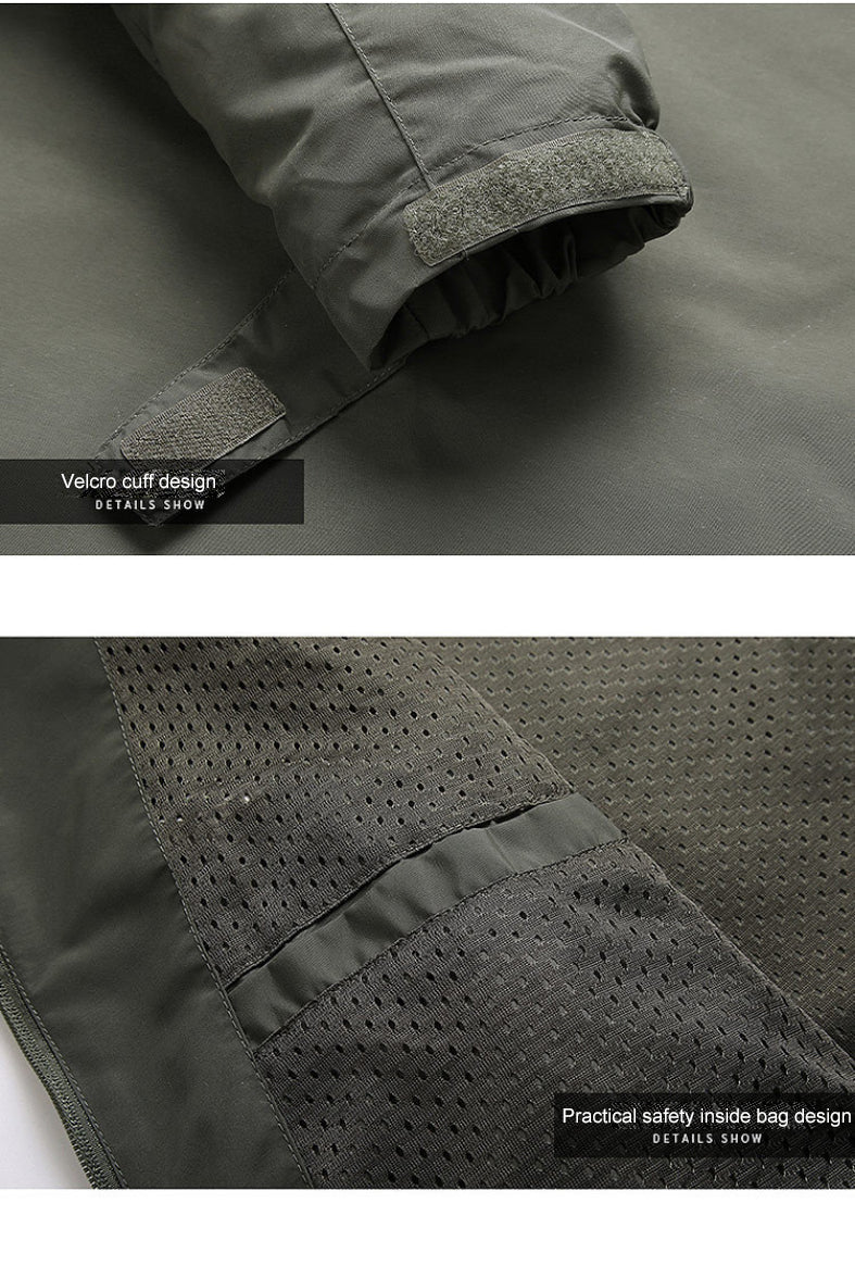 Mens Hooded Jacket Full Zip Multi Pocket Design