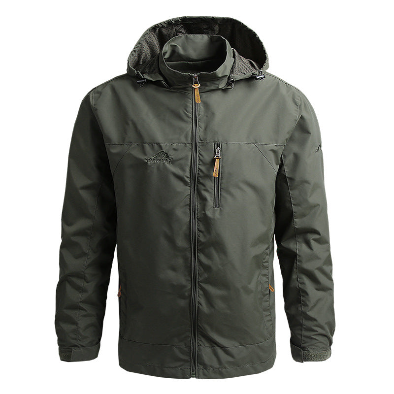 Mens Hooded Jacket Full Zip Multi Pocket Design