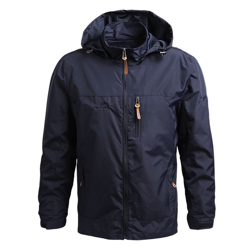 Mens Hooded Jacket Full Zip Multi Pocket Design