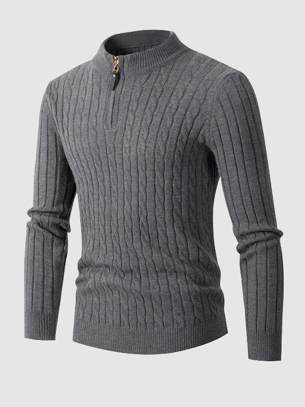 Mens Winter Sweater with Zip Neck Knit - BritishMode