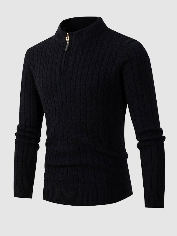 Mens Winter Sweater with Zip Neck Knit