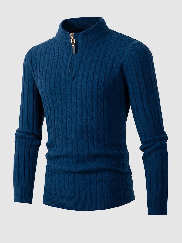 Mens Winter Sweater with Zip Neck Knit
