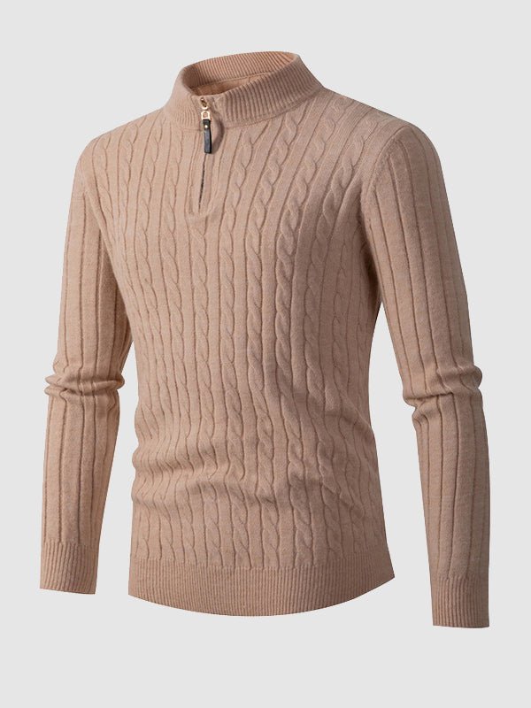 Mens Winter Sweater with Zip Neck Knit