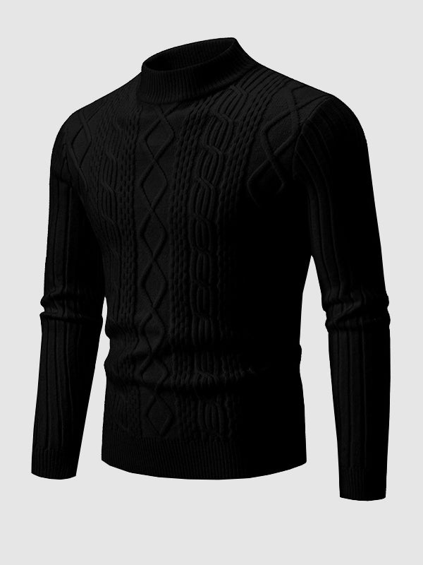 Mens High Neck Sweater Wool Blend Winter Fit - BritishMode