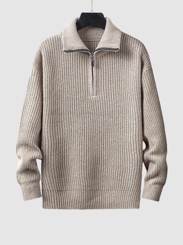 Mens Knit Sweater with Zipper Classic Fit