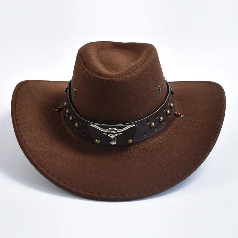 Mens Western Cowboy Hat Wide Brim Wool Felt - BritishMode