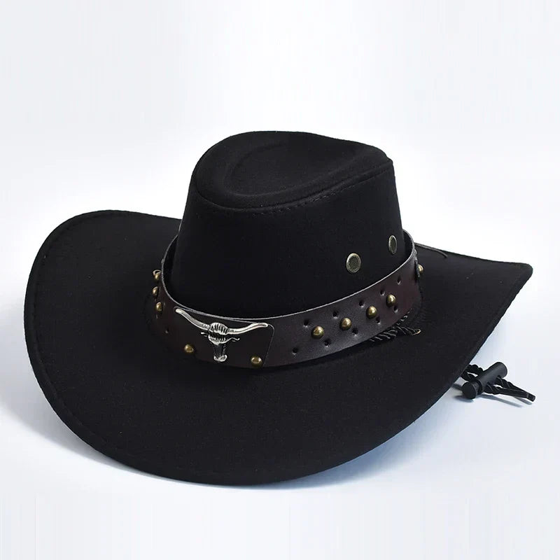 Mens Western Cowboy Hat Wide Brim Wool Felt