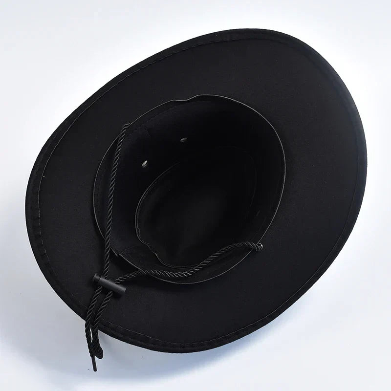 Mens Western Cowboy Hat Wide Brim Wool Felt