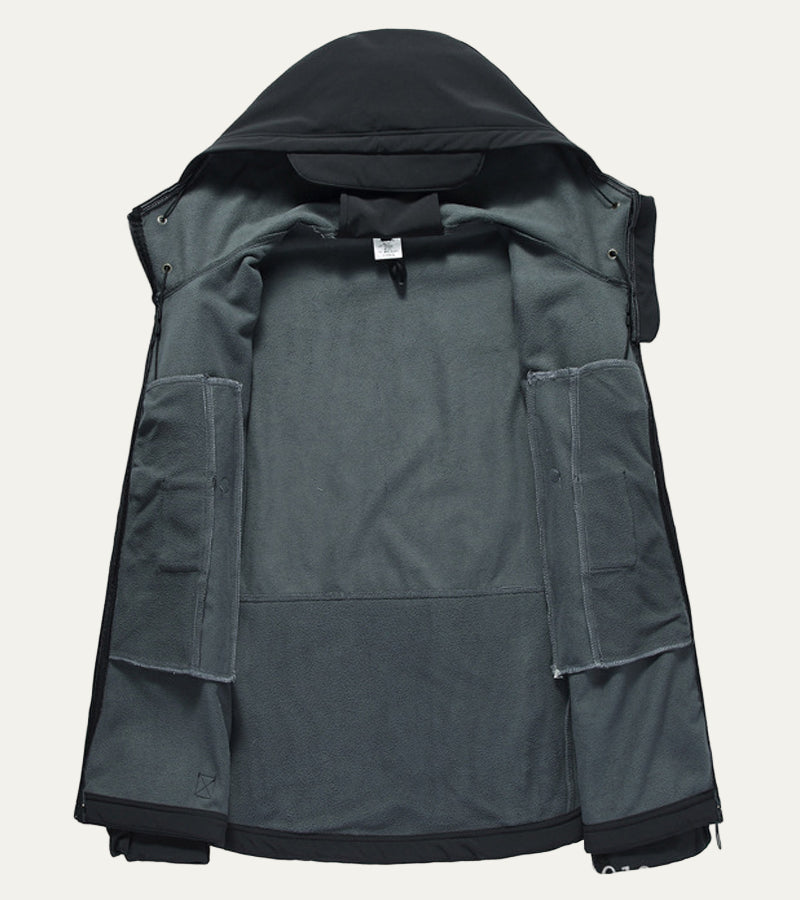 Mens Tactical Softshell Jacket Hooded Utility Pockets