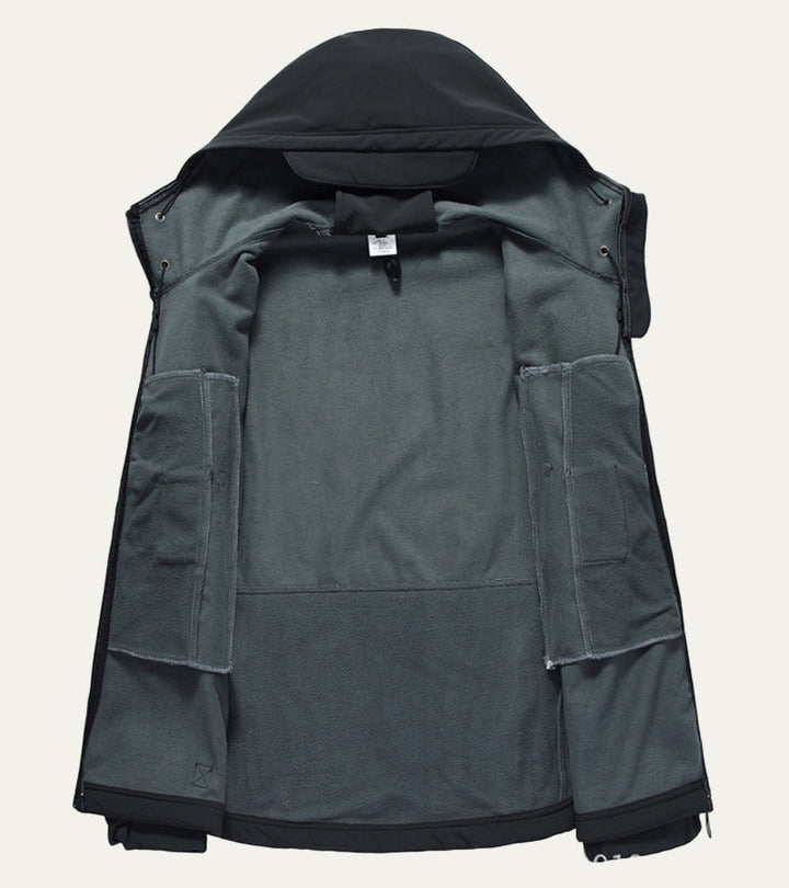 Mens Tactical Softshell Jacket Hooded Utility Pockets