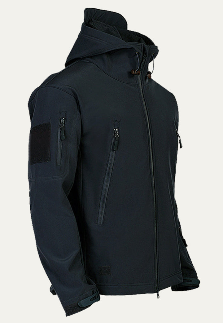 Mens Tactical Softshell Jacket Hooded Utility Pockets