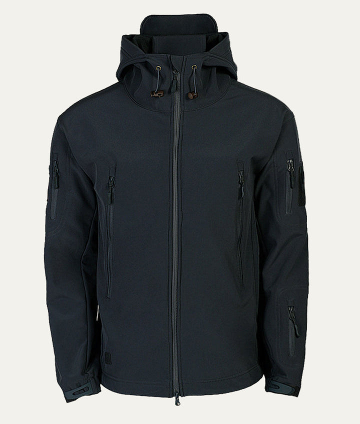 Mens Tactical Softshell Jacket Hooded Utility Pockets