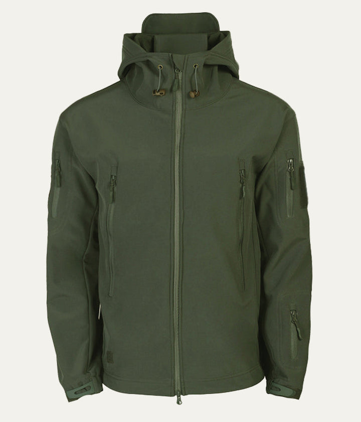Mens Tactical Softshell Jacket Hooded Utility Pockets