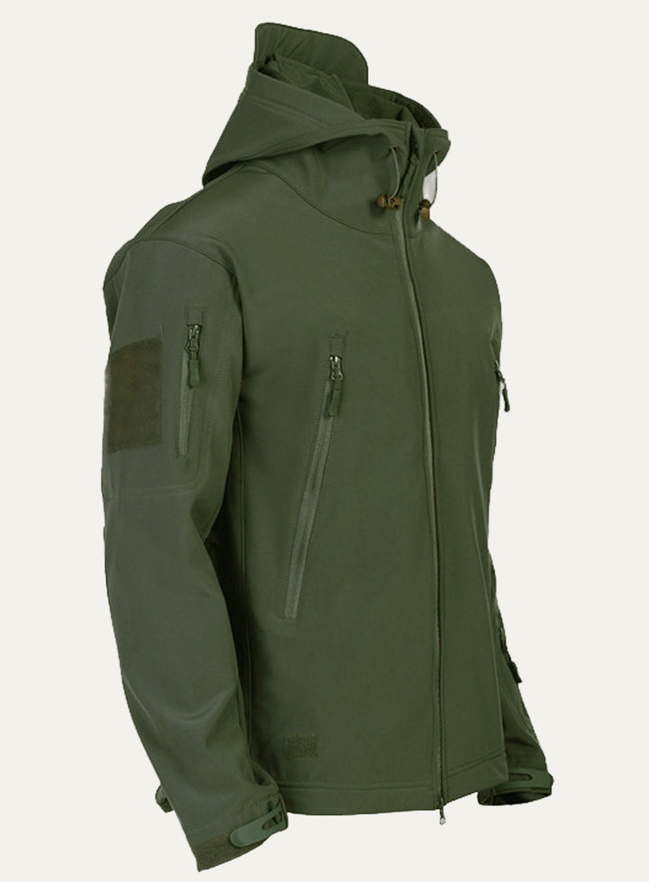 Mens Tactical Softshell Jacket Hooded Utility Pockets