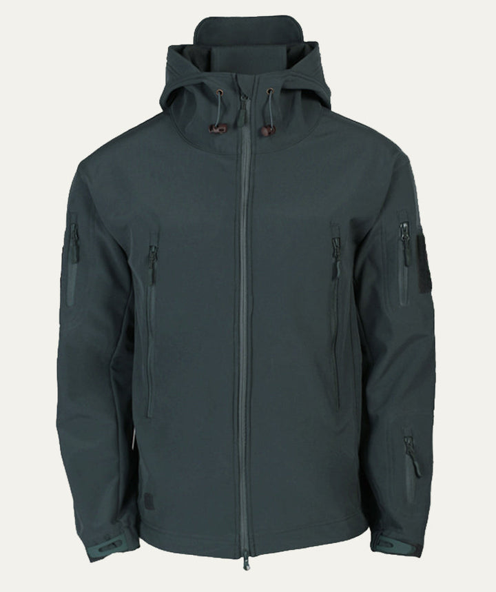 Mens Tactical Softshell Jacket Hooded Utility Pockets