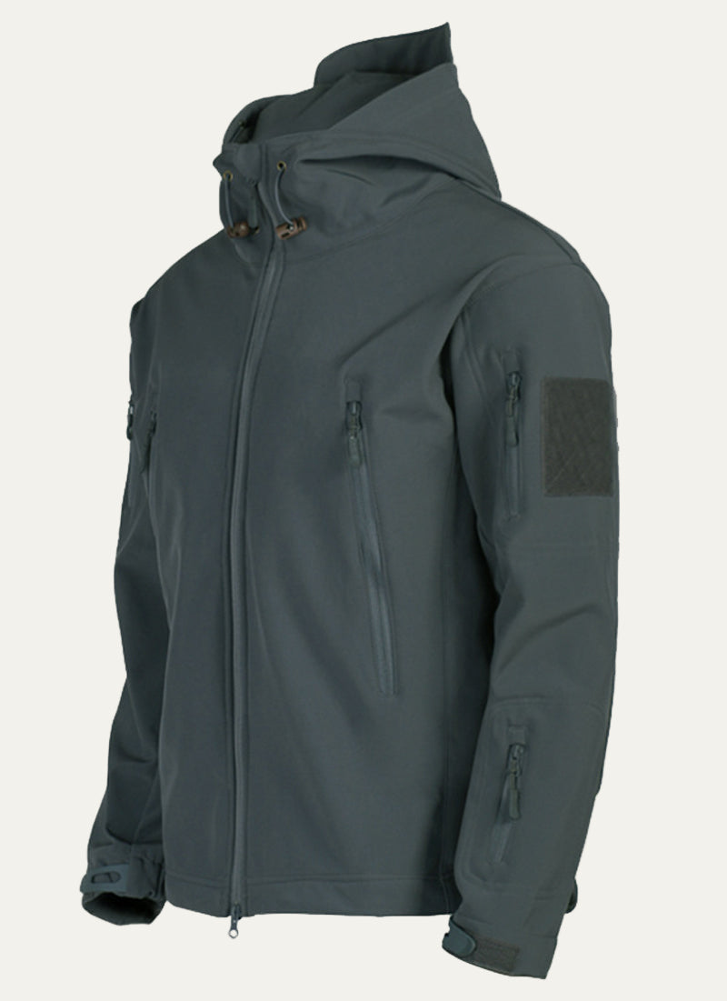 Mens Tactical Softshell Jacket Hooded Utility Pockets