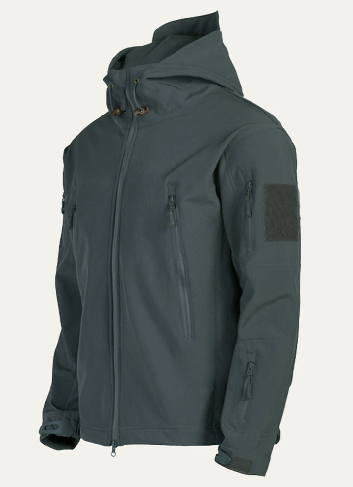 Mens Tactical Softshell Jacket Hooded Utility Pockets
