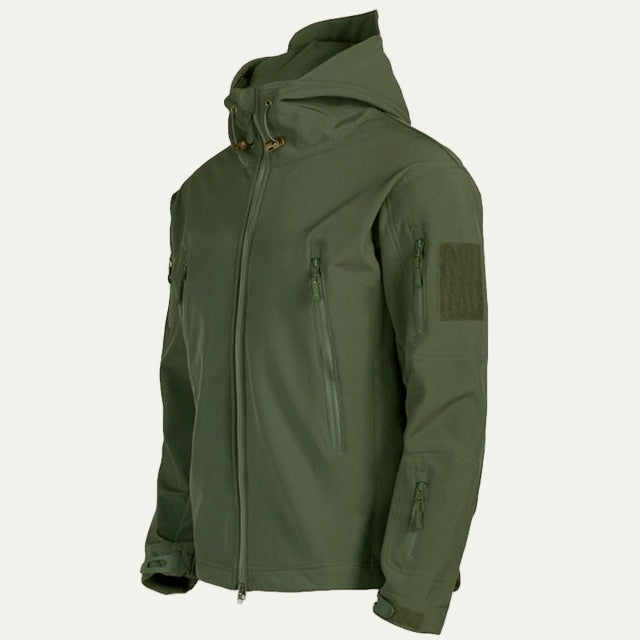 Mens Tactical Softshell Jacket Hooded Utility Pockets