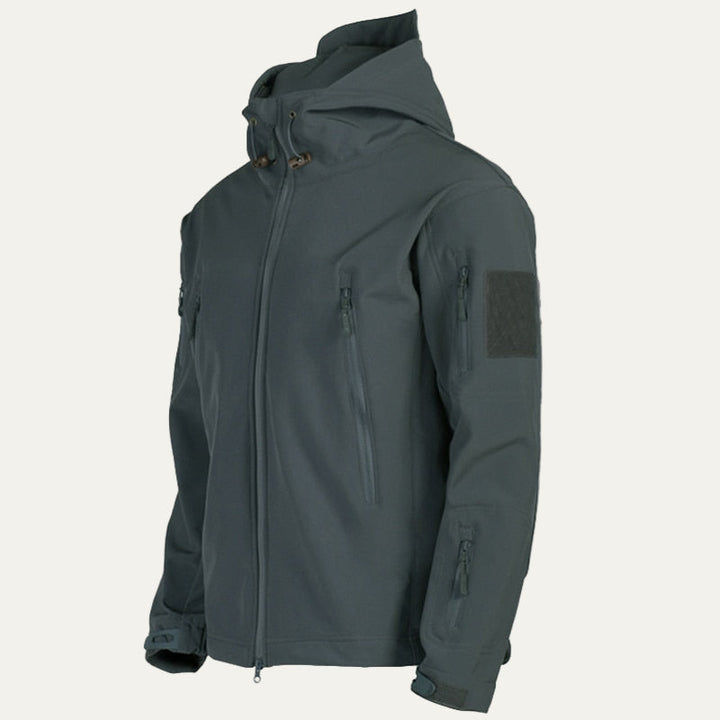 Mens Tactical Softshell Jacket Hooded Utility Pockets