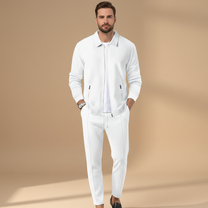 Mens Casual Zip Jacket Two-Piece Set Relaxed Fit