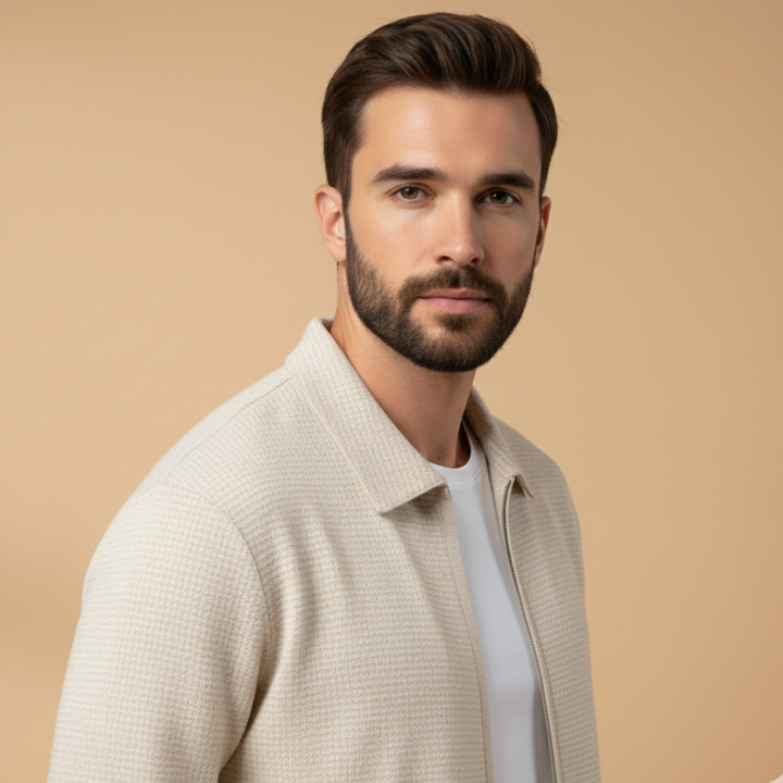 Mens Casual Zip Jacket Two-Piece Set Relaxed Fit