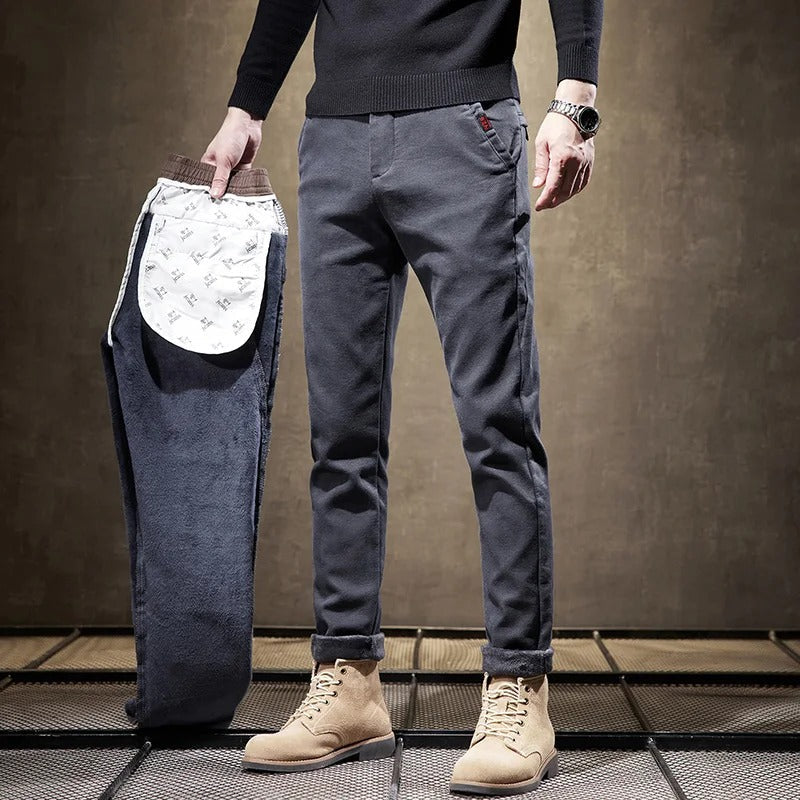 Mens Casual Trousers Soft Brushed Warm Fit