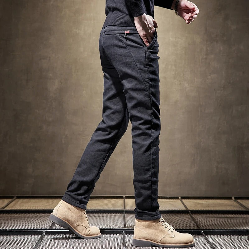 Mens Casual Trousers Soft Brushed Warm Fit