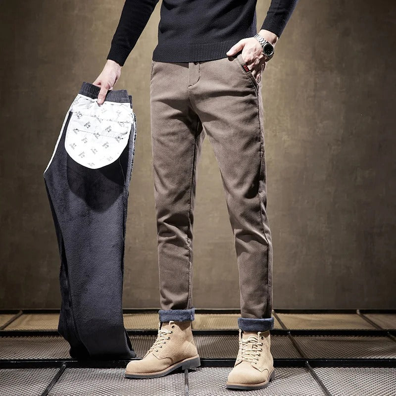 Mens Casual Trousers Soft Brushed Warm Fit