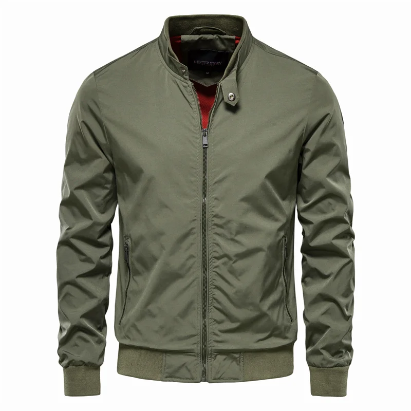Mens Bomber Jacket Windproof Zip-Up Classic Fit