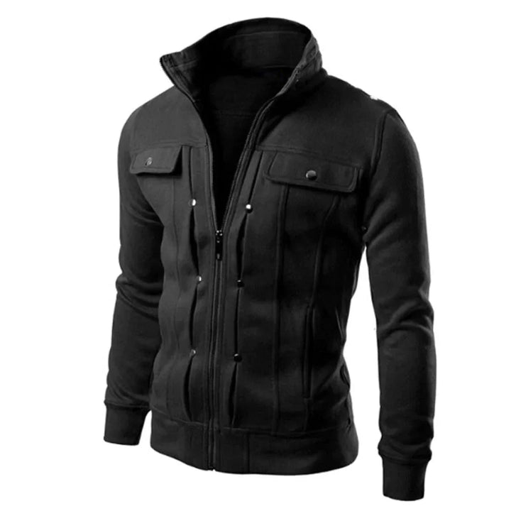 Mens Zip-Up Jacket with Stand Collar Casual Fit - BritishMode