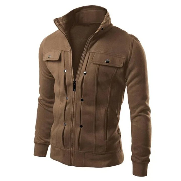 Mens Zip-Up Jacket with Stand Collar Casual Fit
