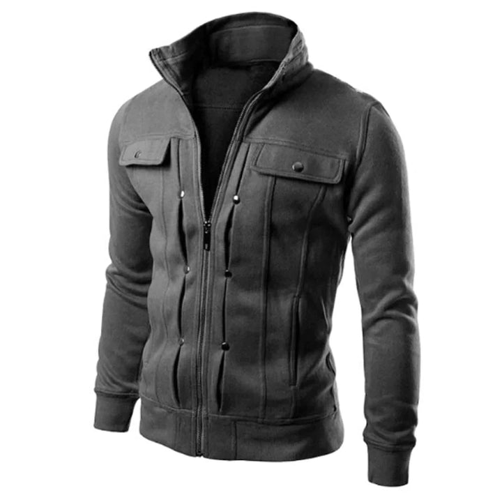 Mens Zip-Up Jacket with Stand Collar Casual Fit