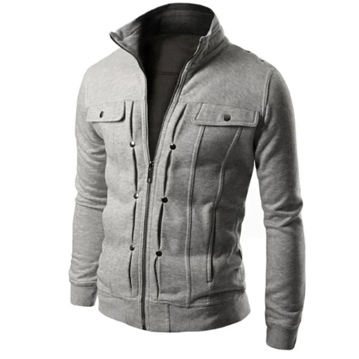 Mens Zip-Up Jacket with Stand Collar Casual Fit