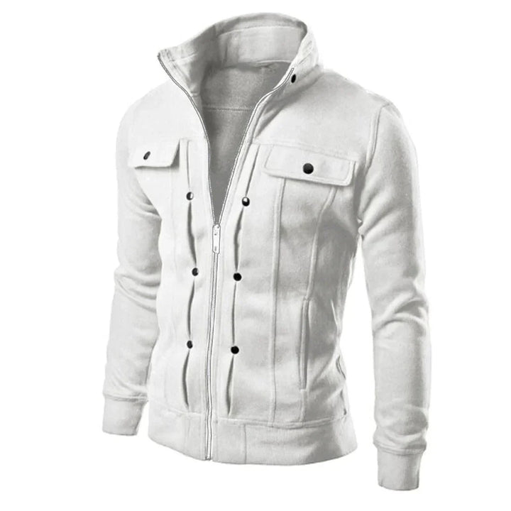 Mens Zip-Up Jacket with Stand Collar Casual Fit