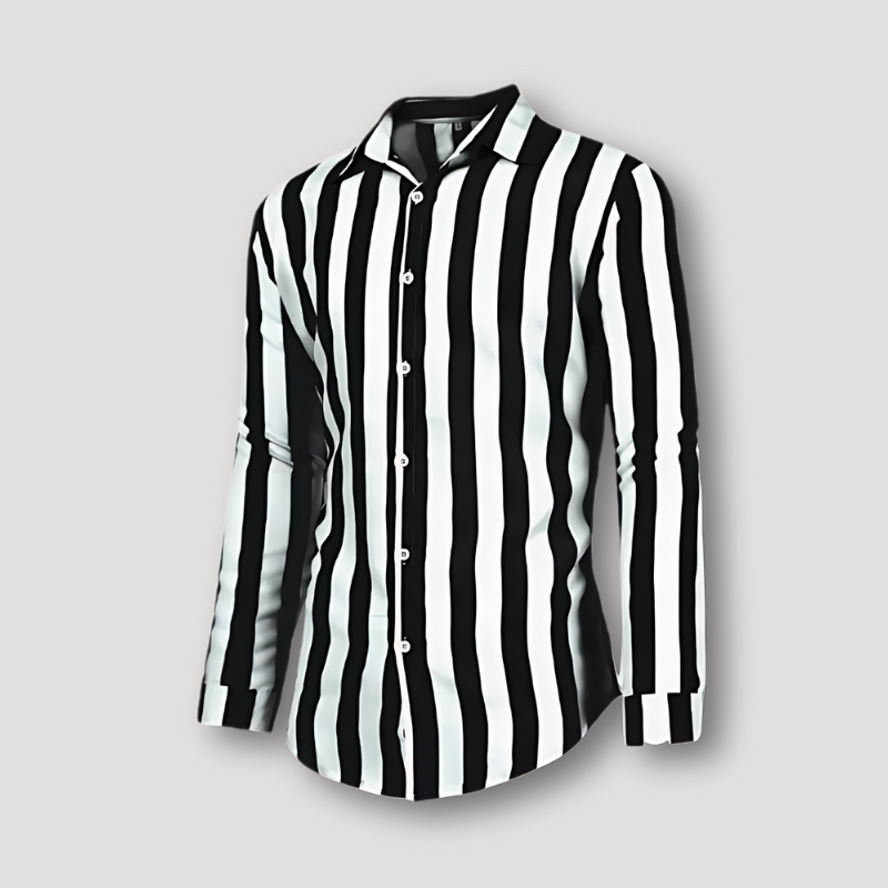 Mens Slim Fit Long Sleeve Shirt Striped