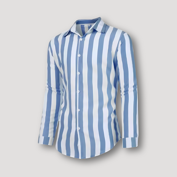 Mens Slim Fit Long Sleeve Shirt Striped