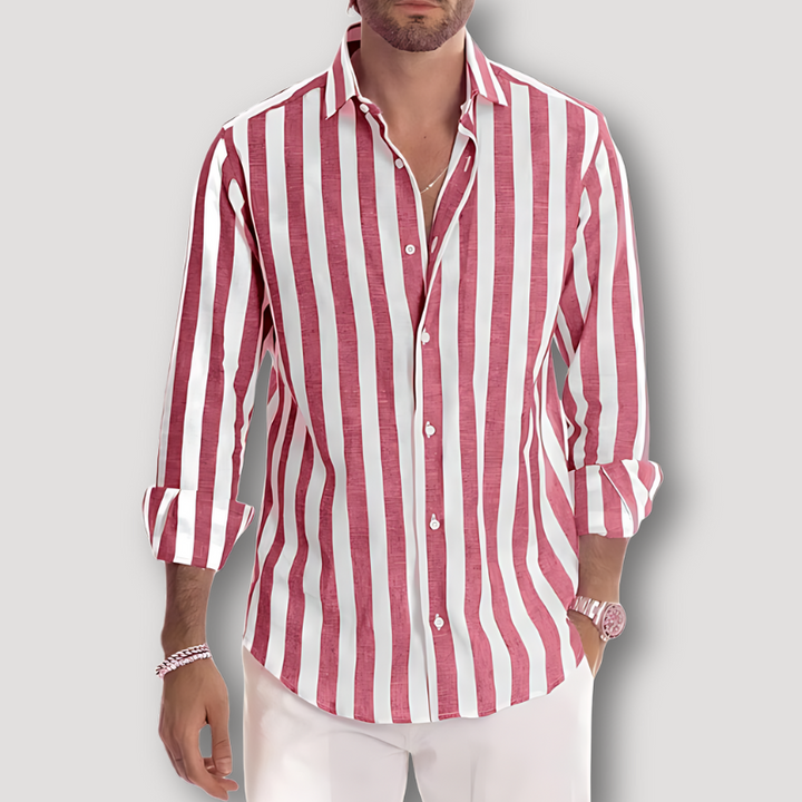 Mens Slim Fit Long Sleeve Shirt Striped - BritishMode