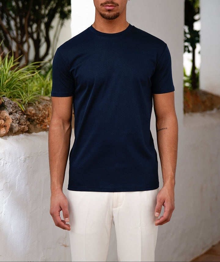 Mens Classic Crew Neck T-Shirt Soft Satin Touch