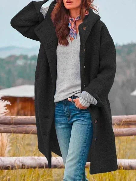 Womens Oversized Coat Soft Fleece Long Sleeve Relaxed Fit