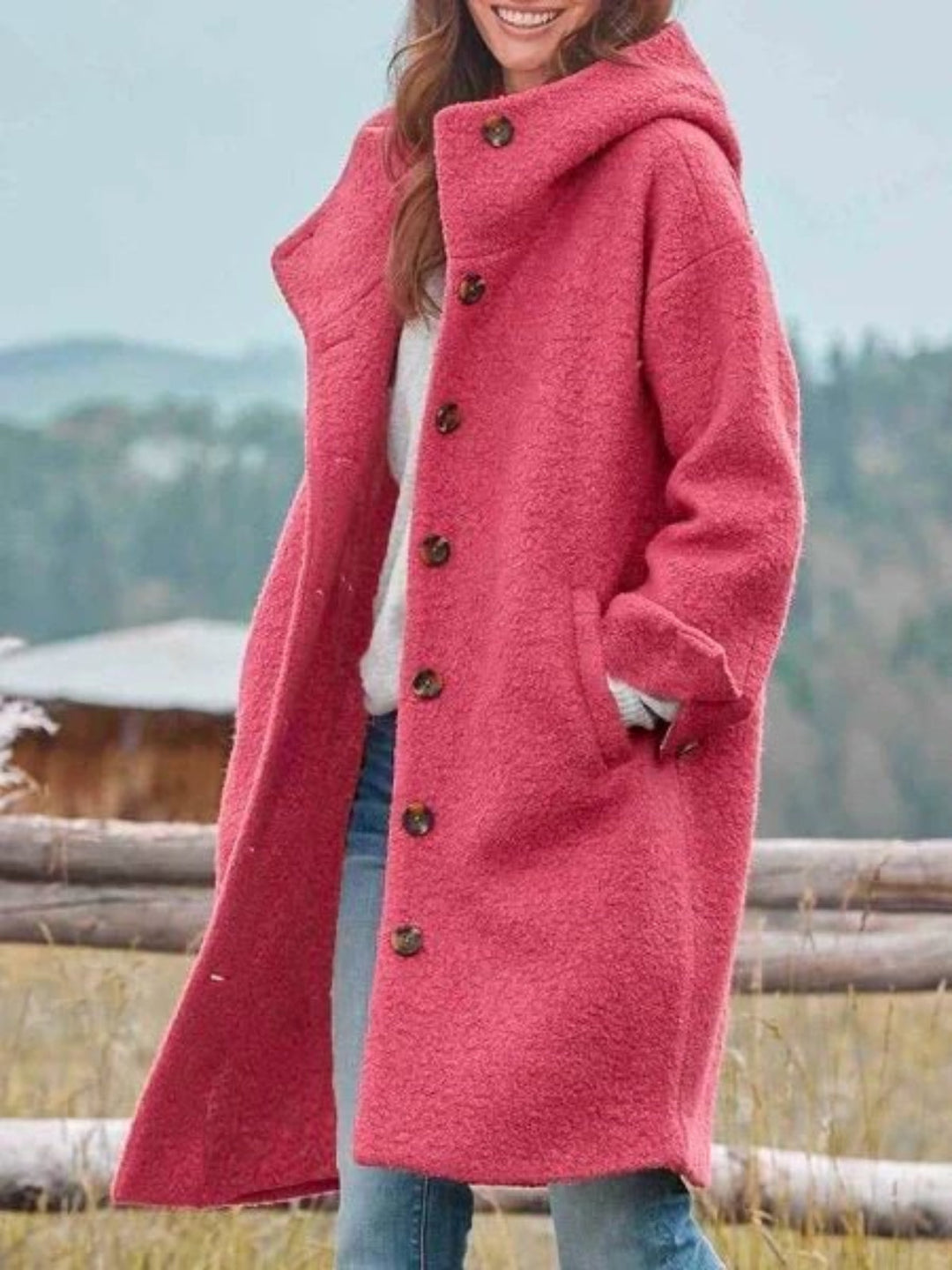 Womens Oversized Coat Soft Fleece Long Sleeve Relaxed Fit - BritishMode