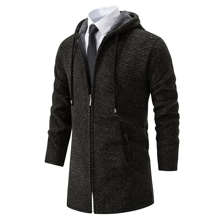 Mens Wool Hoodie Mid-Length Relaxed Fit