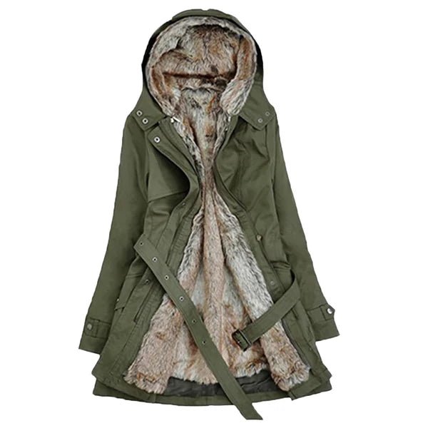 Womens Winter Coat with Faux Fur Lining Cozy Fit