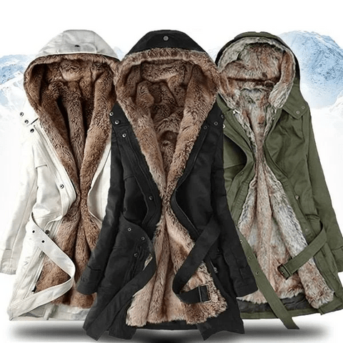 Womens Winter Coat with Faux Fur Lining Cozy Fit