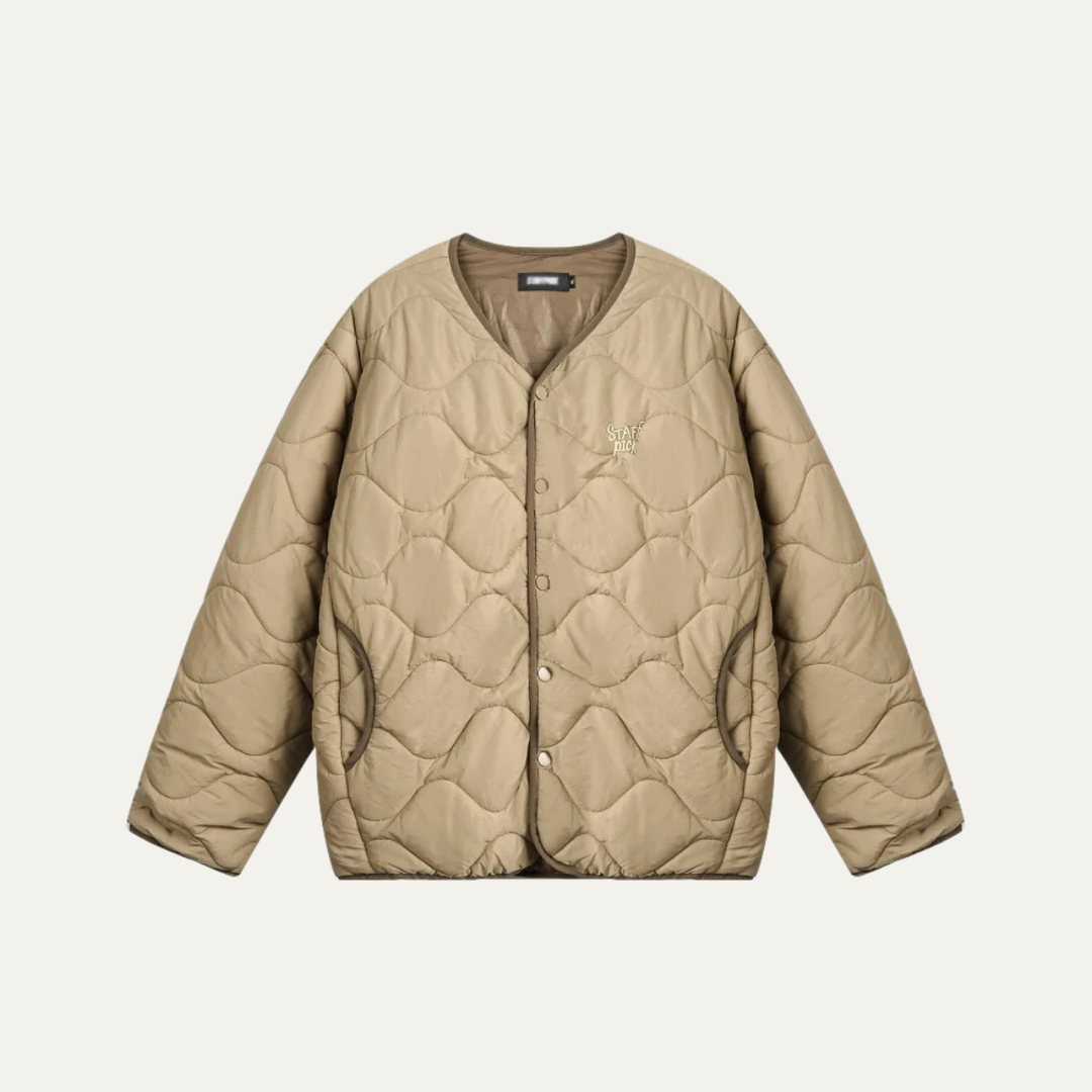 Mens Quilted Padded Jacket with Embroidered Detail