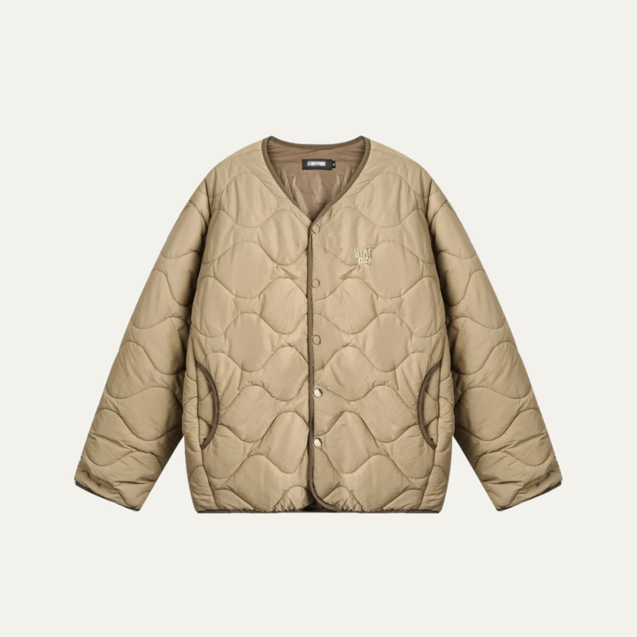 Mens Quilted Padded Jacket with Embroidered Detail
